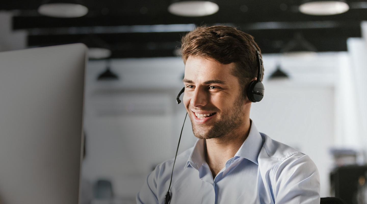 Legal receptionist with headset