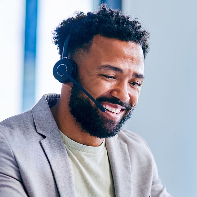 Receptionist with headset