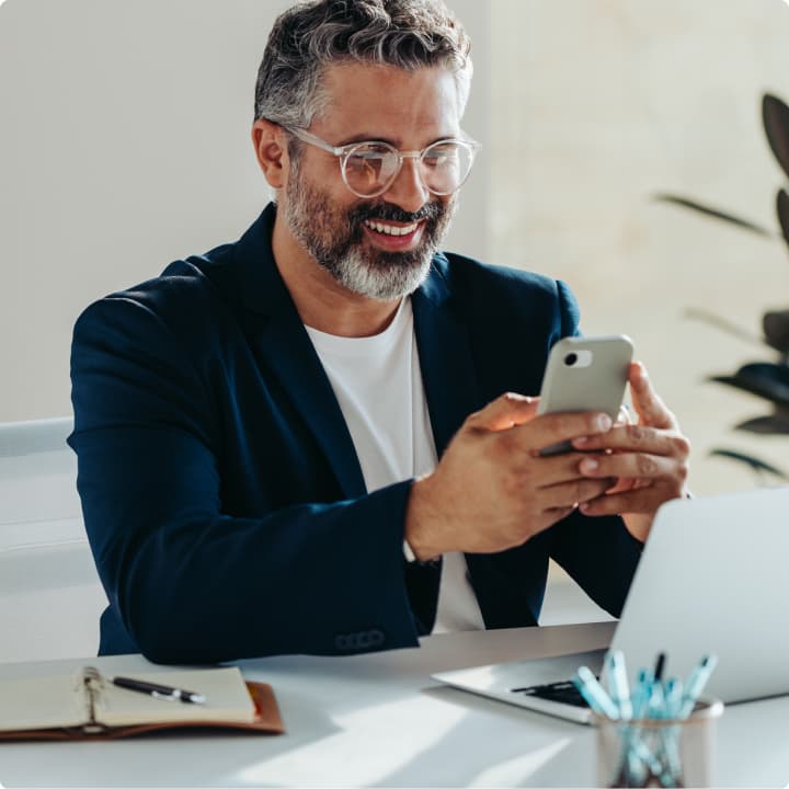 Lawyer checking the phone