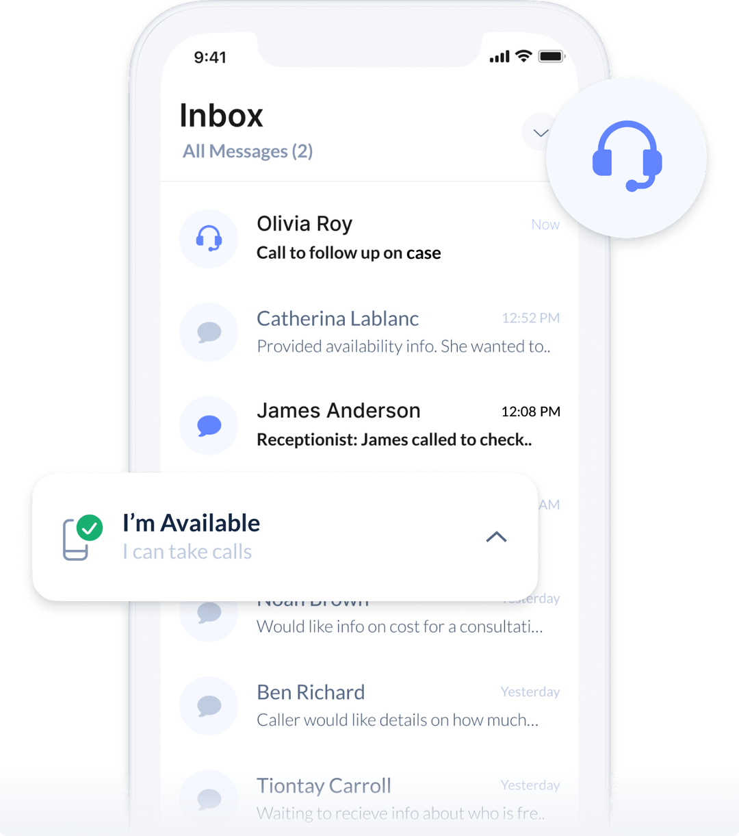 Mobile app messaging screen