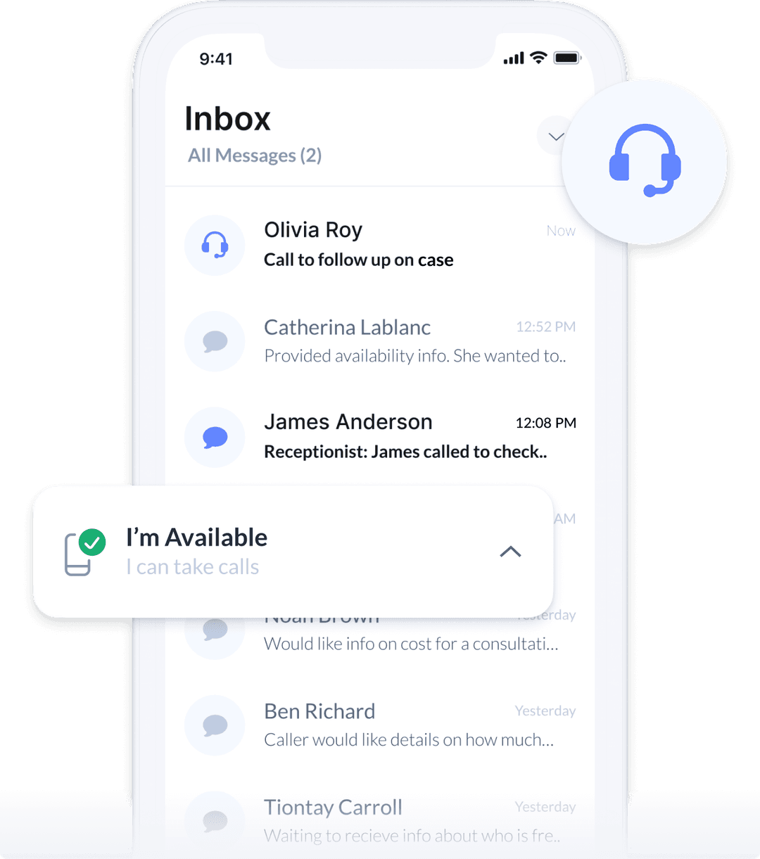 Mobile app messaging screen