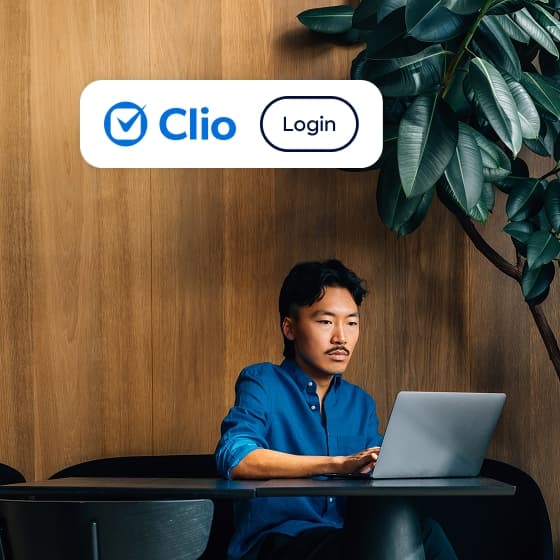 Lawyer logging into Clio