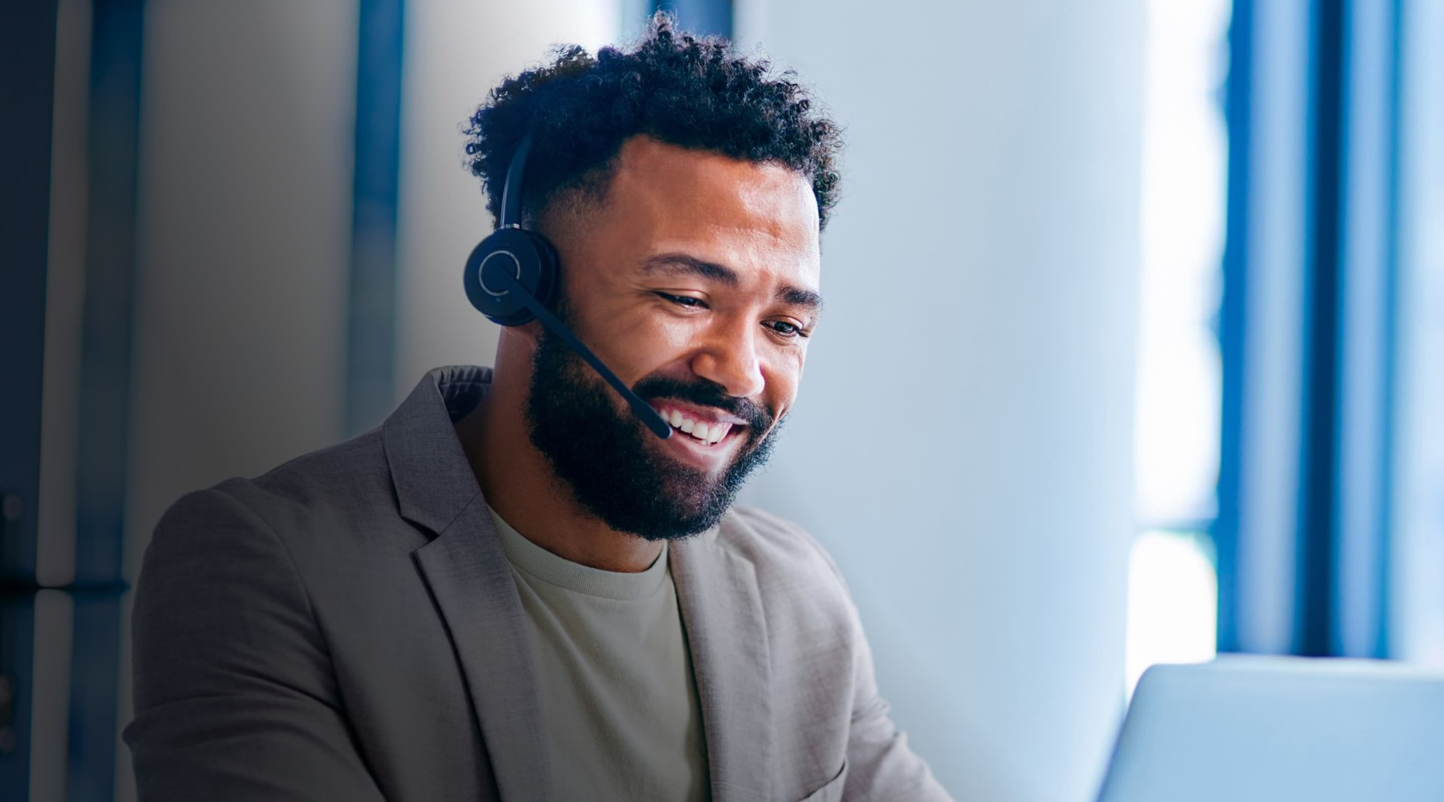 Receptionist with headset