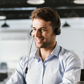 Legal receptionist with headset