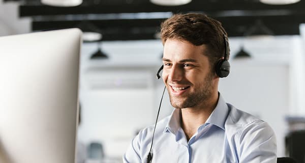 Legal receptionist with headset
