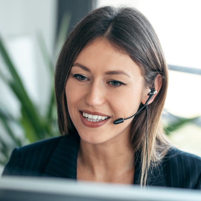 Receptionist with headset