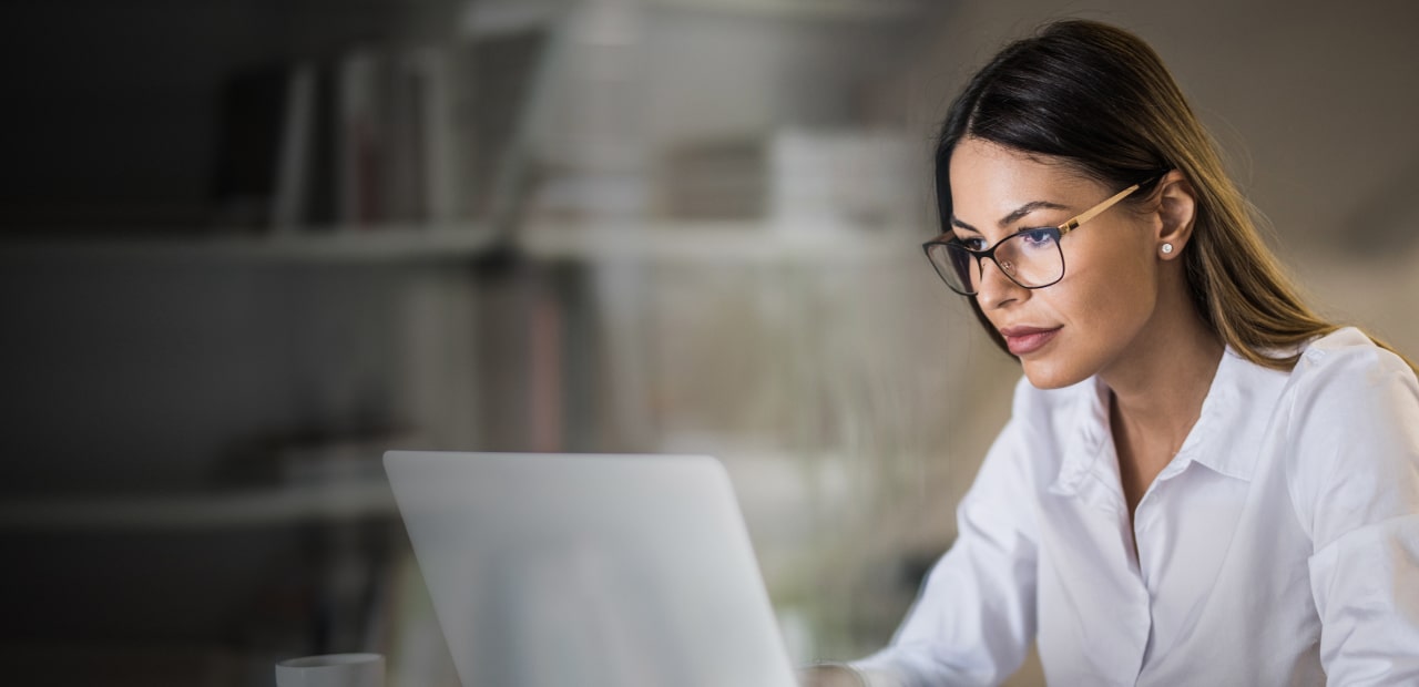 Female receptionist with laptop