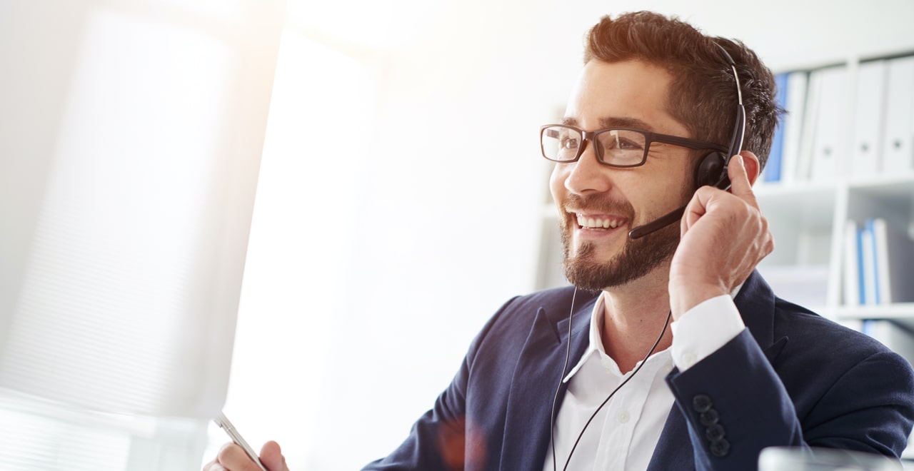 Smiling man with headphones